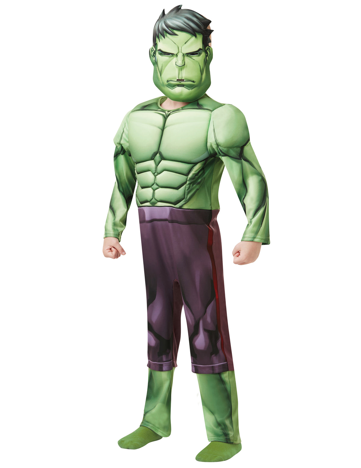 Déguisement luxe Hulk pour enfant vert et violet avec masque