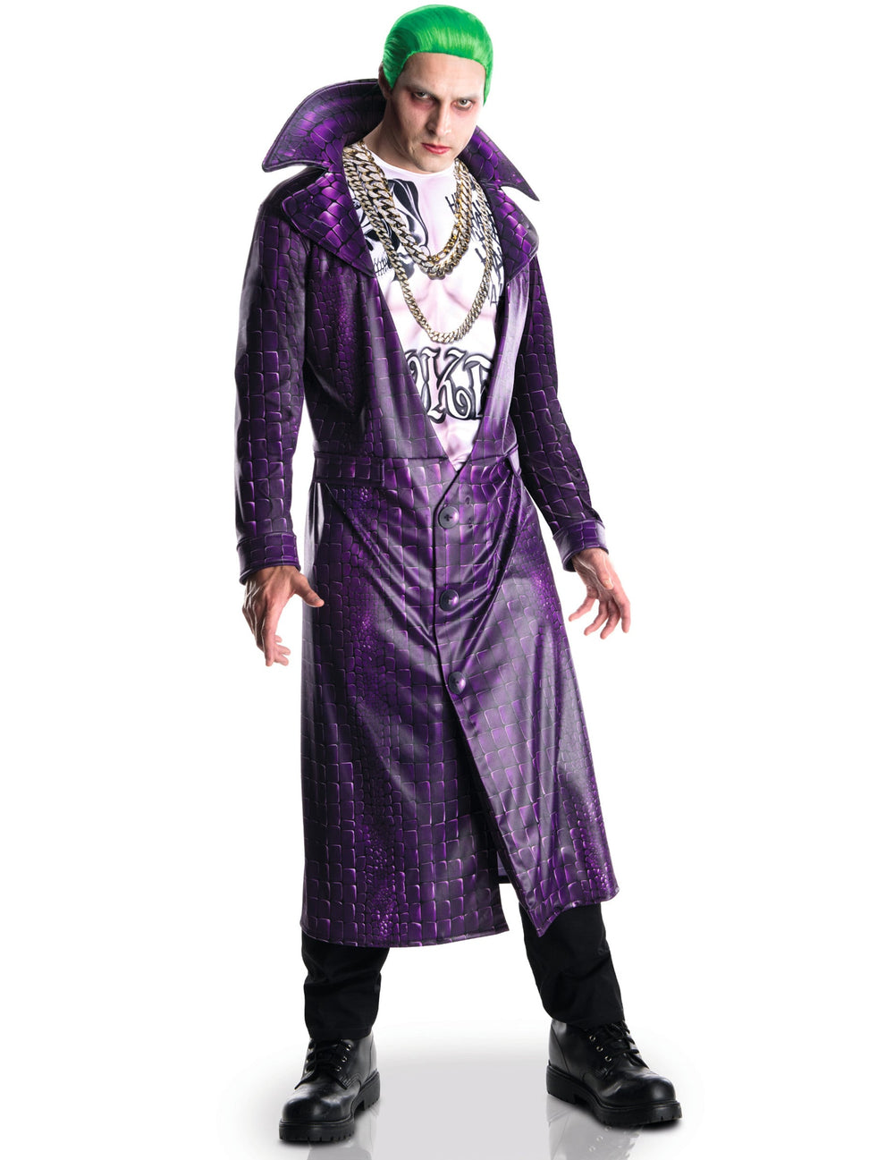 Déguisement luxe Joker Suicide Squad™ pour adulte violet avec manteau long effet croco