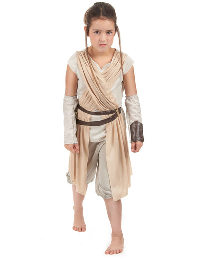 Costum de lux Rey Star Wars VII pentru fetițe bej și maro
