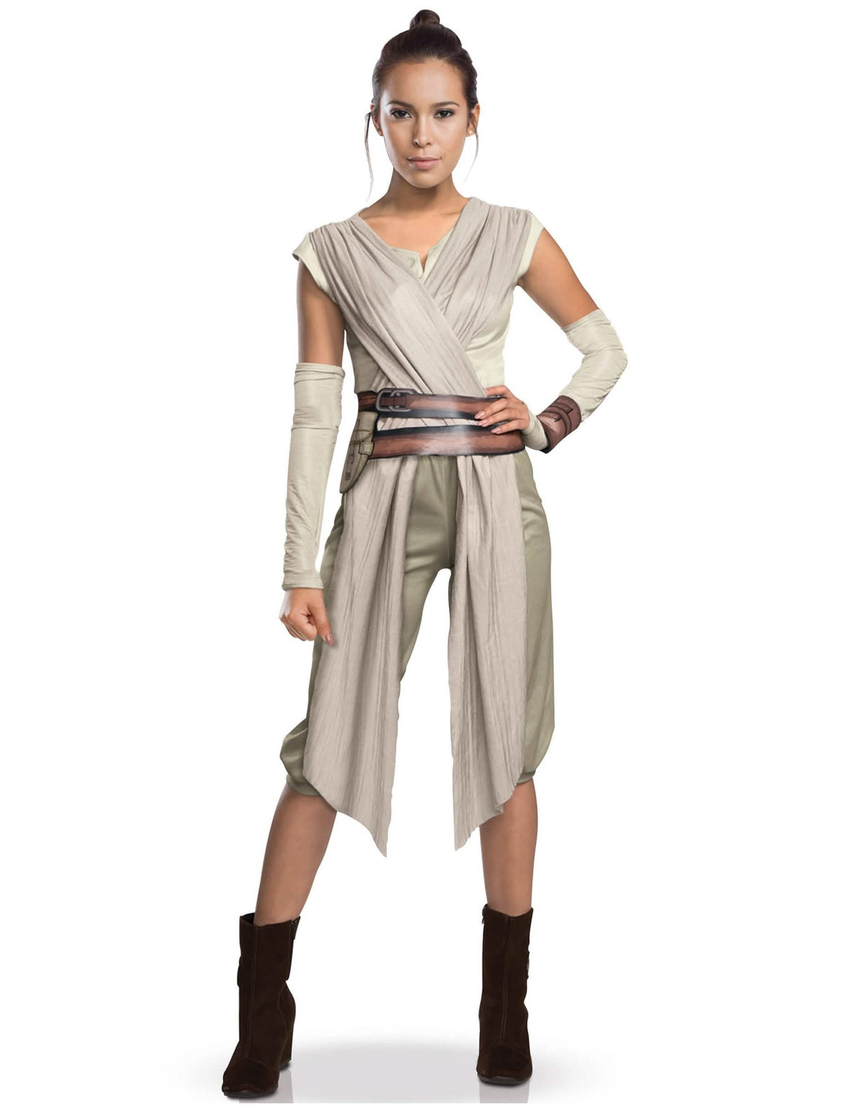 Disfraz lux Rey Star Wars VII™ pentru femeie bej și maro cu manșete