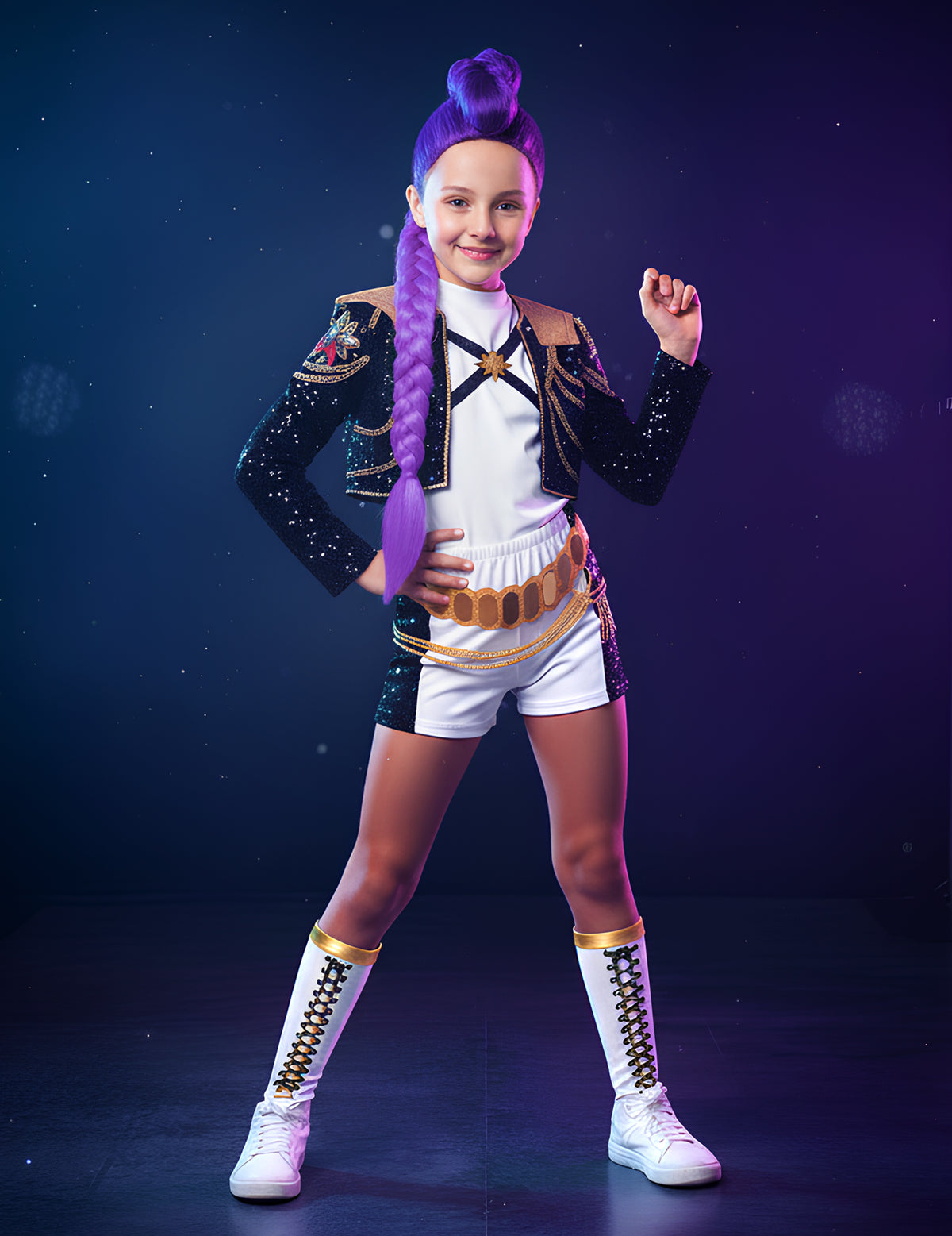 Costum de lux Rumi Gold Kpop Demon Hunter™ pentru fată 