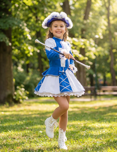 Costum Majoretă din gabardină albastră pentru fete