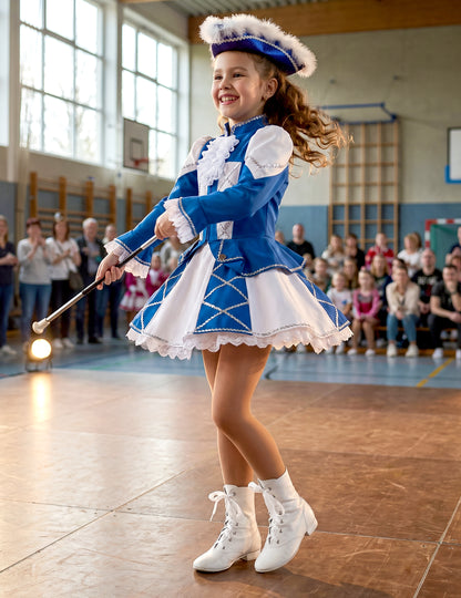 Costum Majoretă din gabardină albastră pentru fete