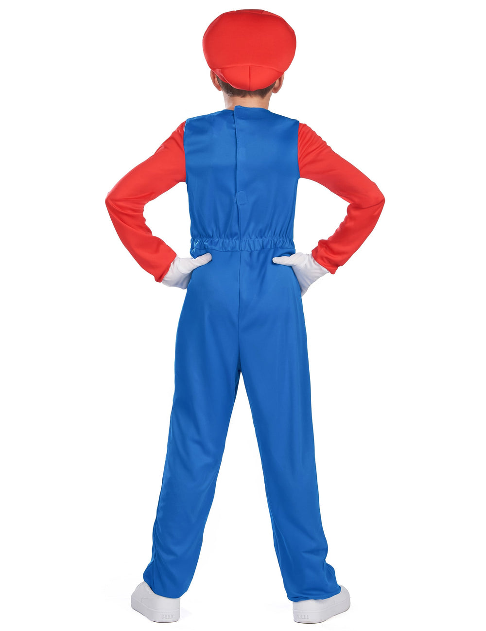 Déguisement Mario combinaison pour enfant bleu et rouge vue de dos