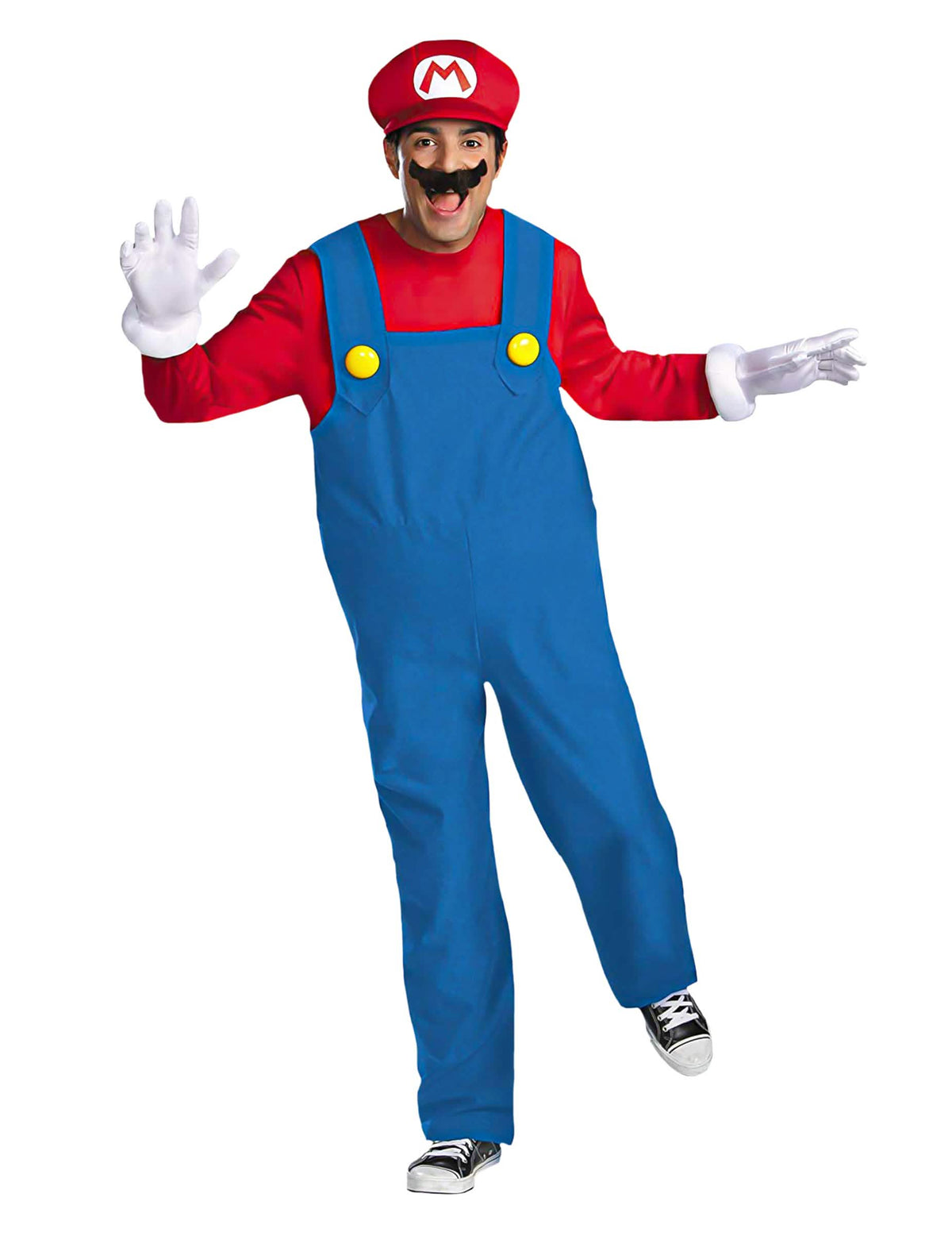 Costum Mario™ Deluxe pentru adult roșu și albastru cu șapcă și mustață