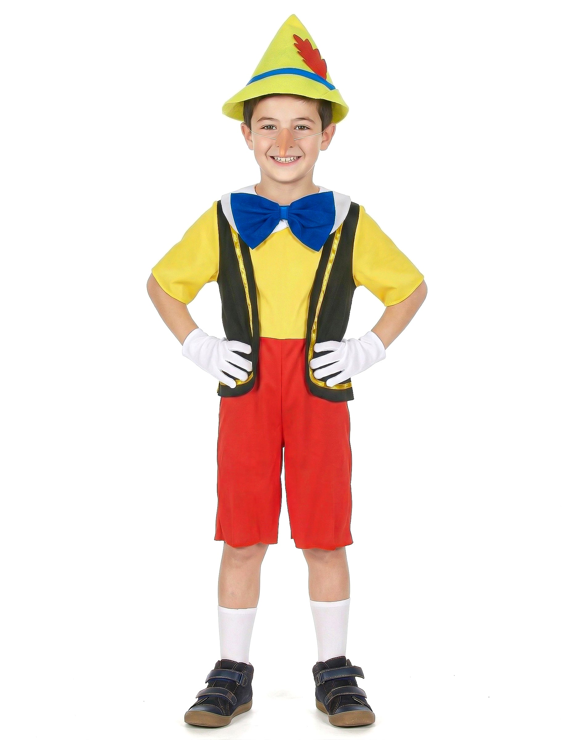 Vue de face du déguisement de marionnette petit menteur pour garçon
