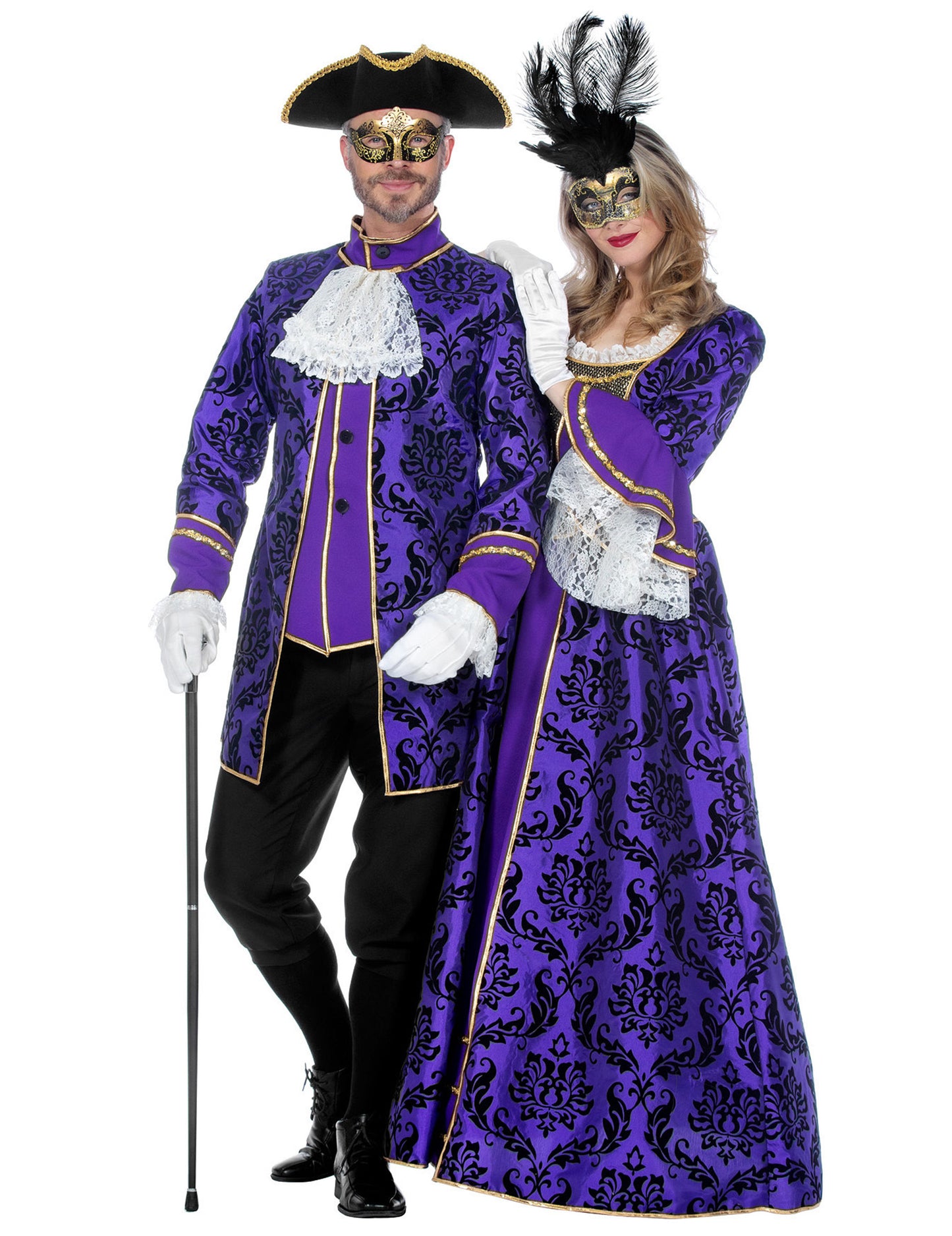 Costum de marchiză violet baroc de lux pentru femeie