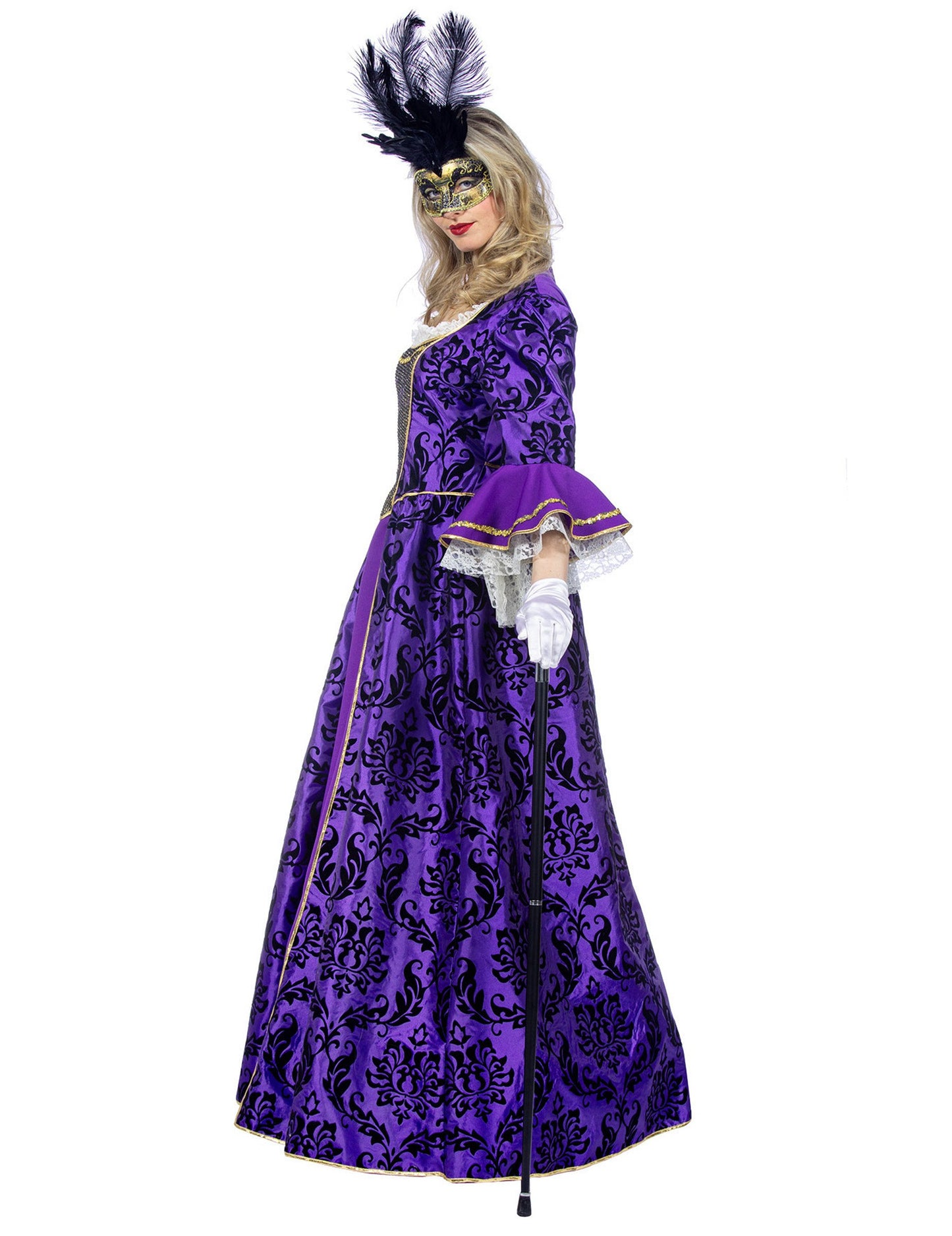 Costum de marchiză violet baroc de lux pentru femeie