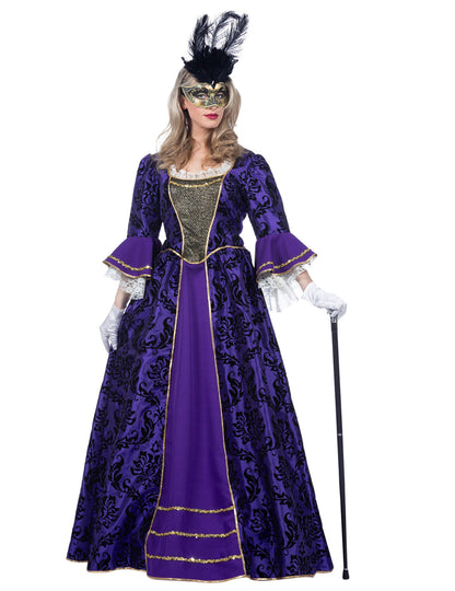 Costum de marchiză violet baroc de lux pentru femeie