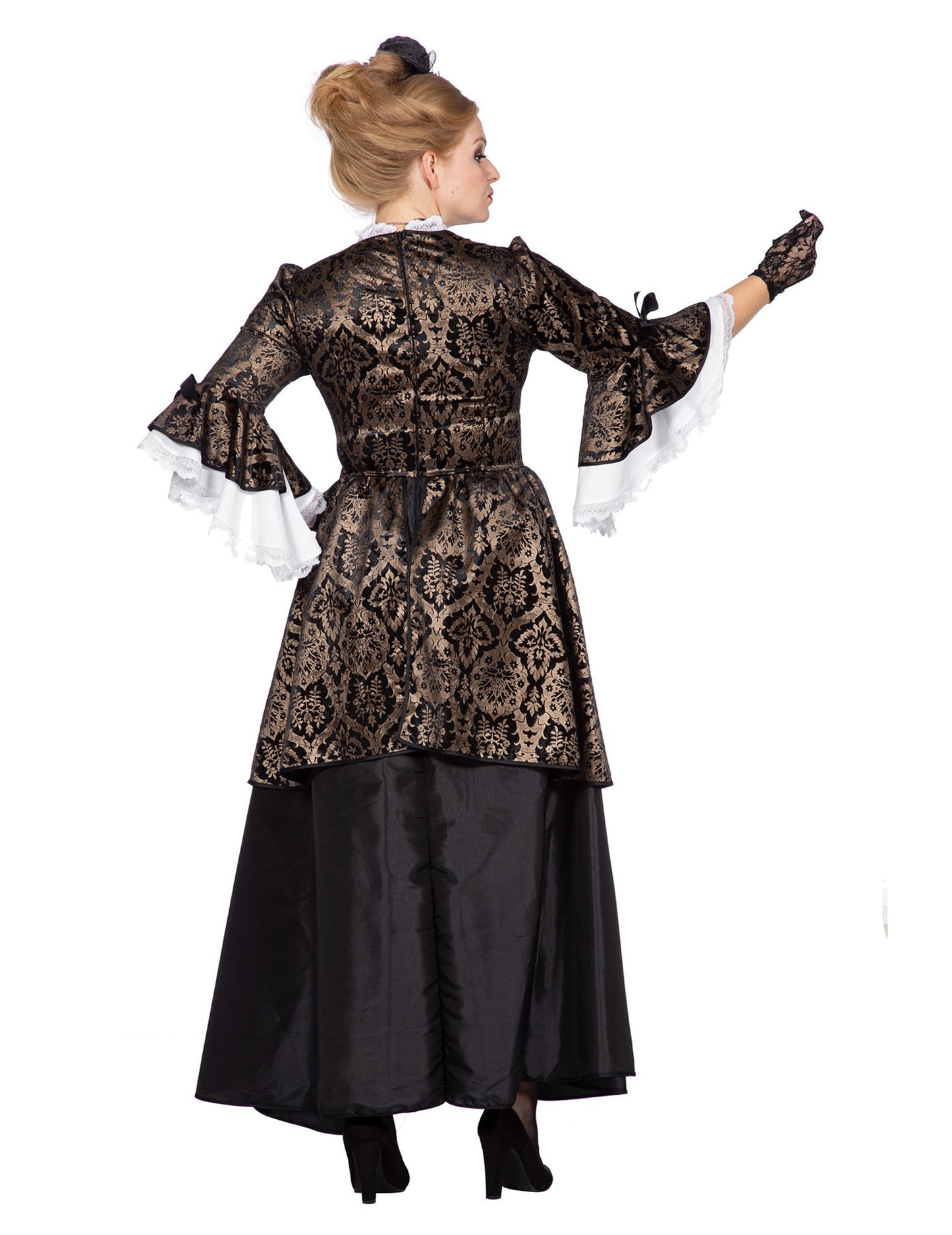 Costum de marchiz negru și auriu pentru femei 