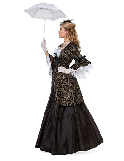 Costum de marchiz negru și auriu pentru femei 