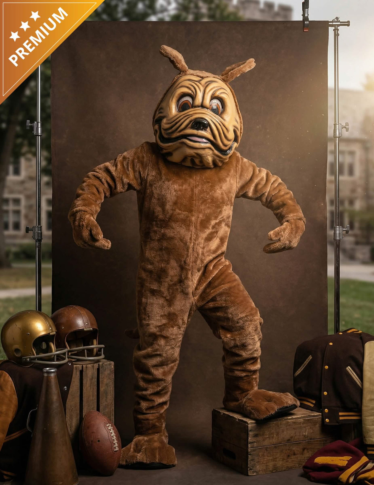 Costum mascote de câini pentru adult maro
