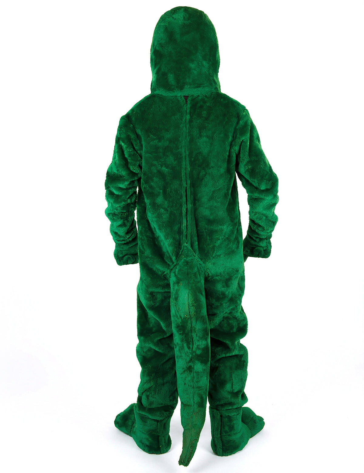 Déguisement mascotte dinosaure pour adulte vert vue de dos