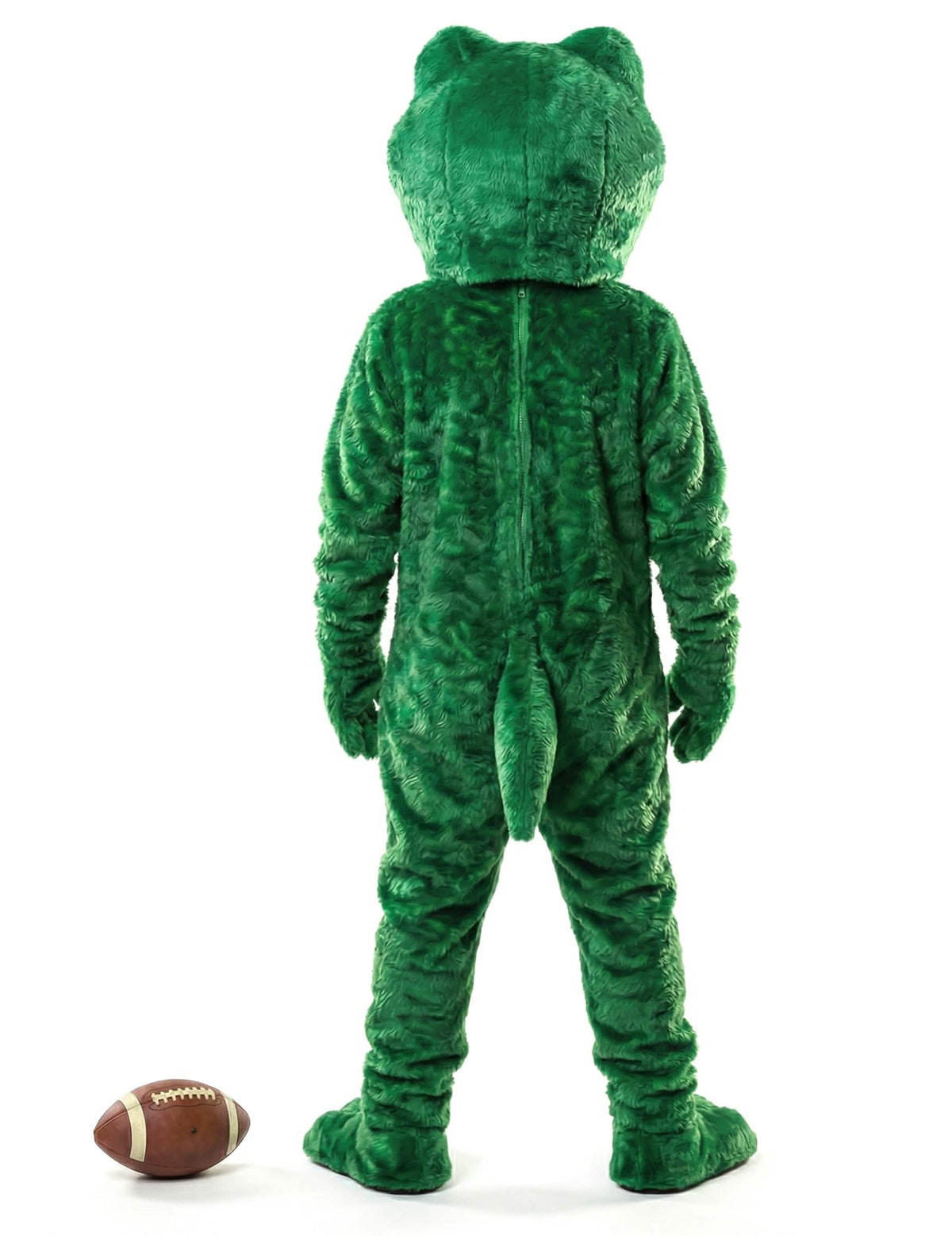 Costum mascote broască pentru adult verde, vedere din spate