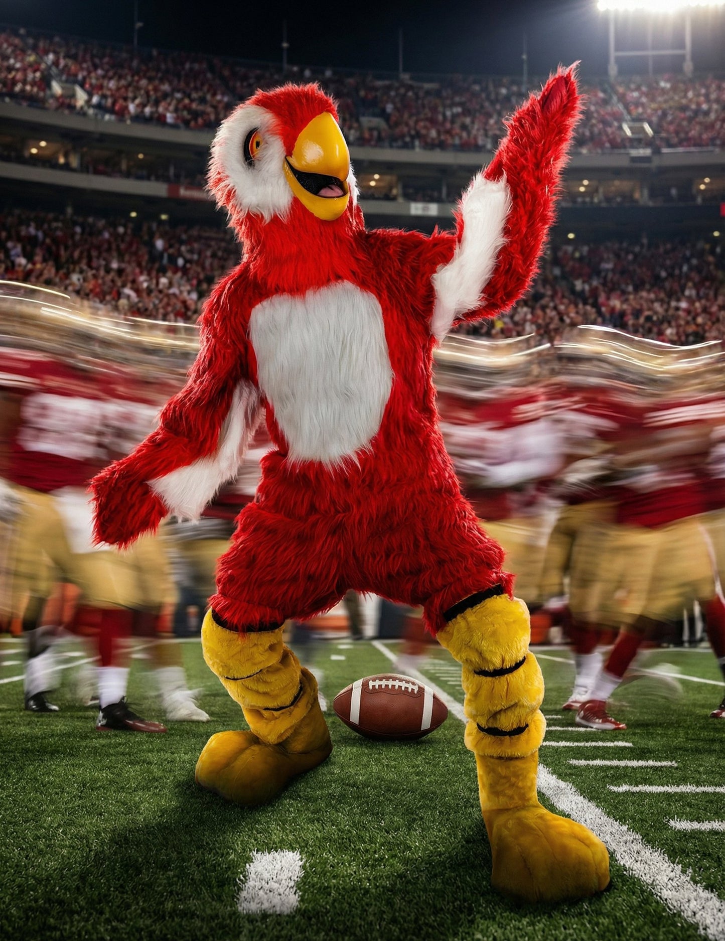 Costum de mascotă de papagal roșu pentru adult