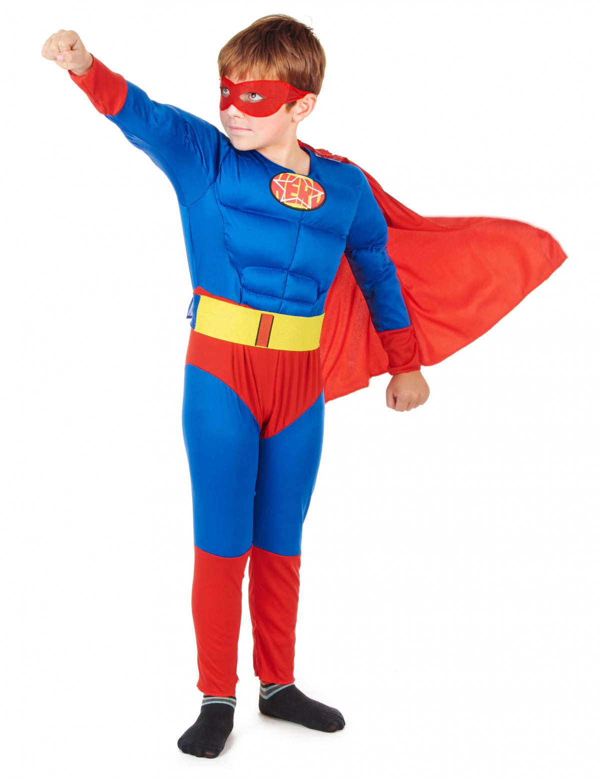 Vue de profil du déguisement matelassé super héros pour garçon