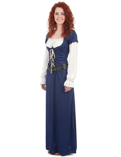 Costum medieval rochie lungă albastră pentru femei