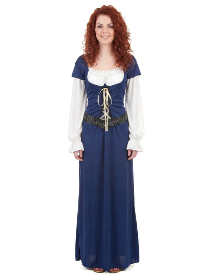 Costum medieval rochie lungă albastră pentru femei