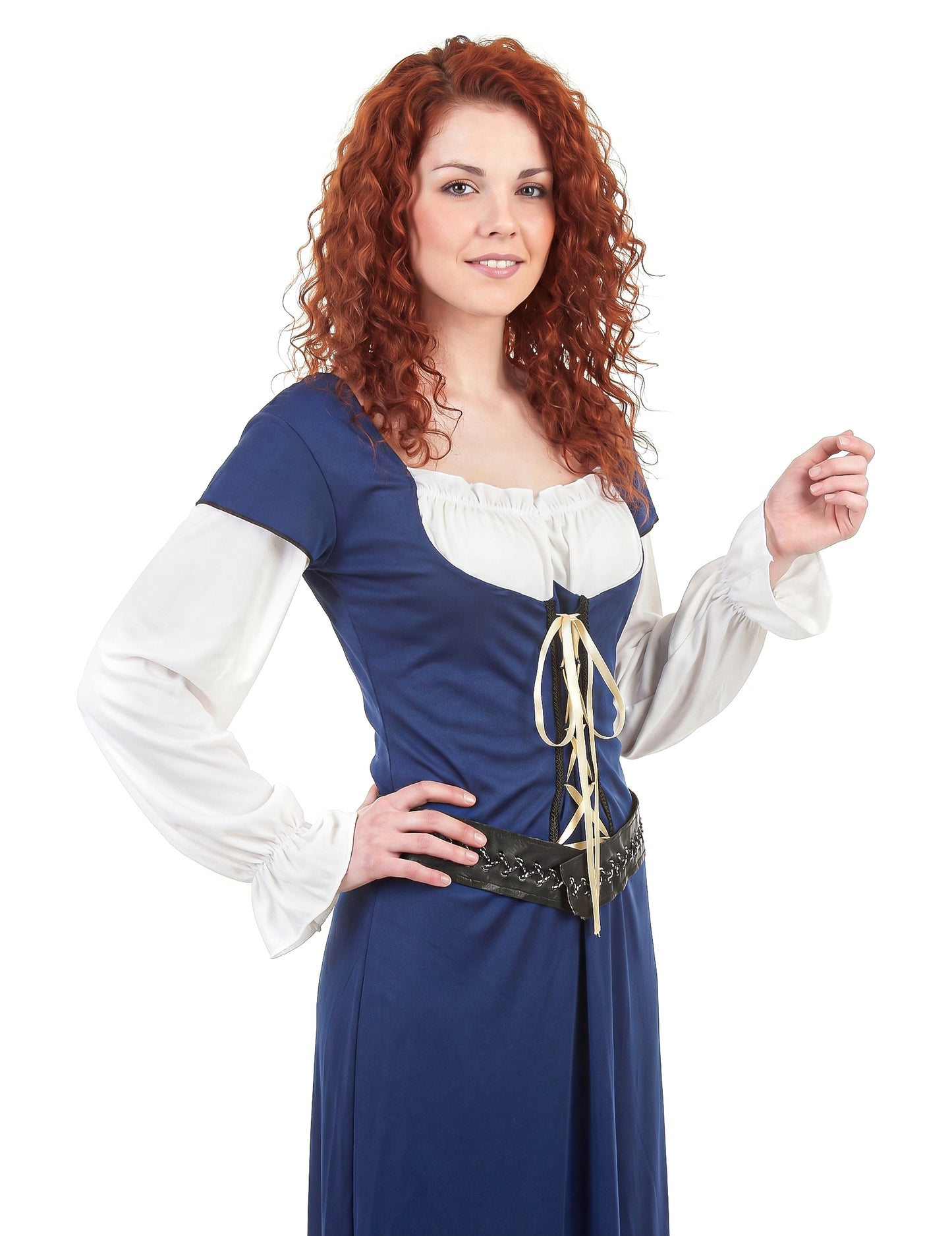 Costum medieval rochie lungă albastră pentru femei