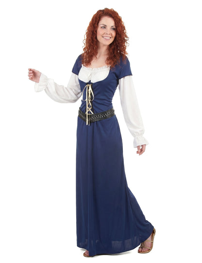 Costum medieval rochie lungă albastră pentru femei