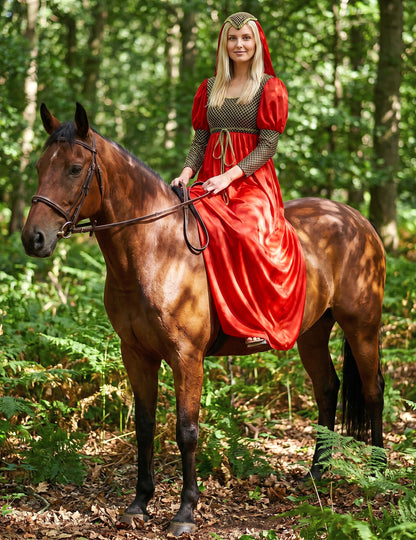 Femeie de deghizare medievală roșie