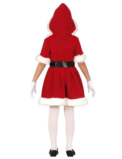 Costum pentru fete cu glugă pentru Mama Crăciun