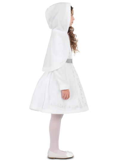 Costum de Moș Crăciun alb pentru fete