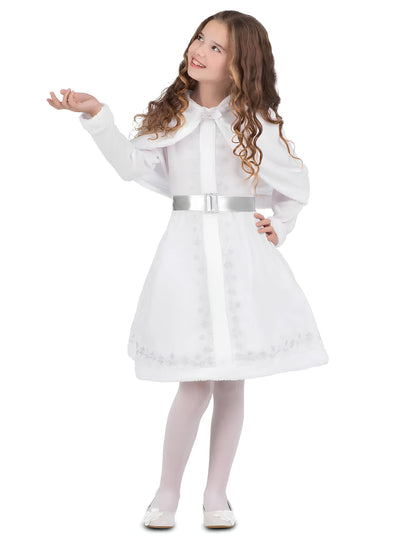 Costum de Moș Crăciun alb pentru fete