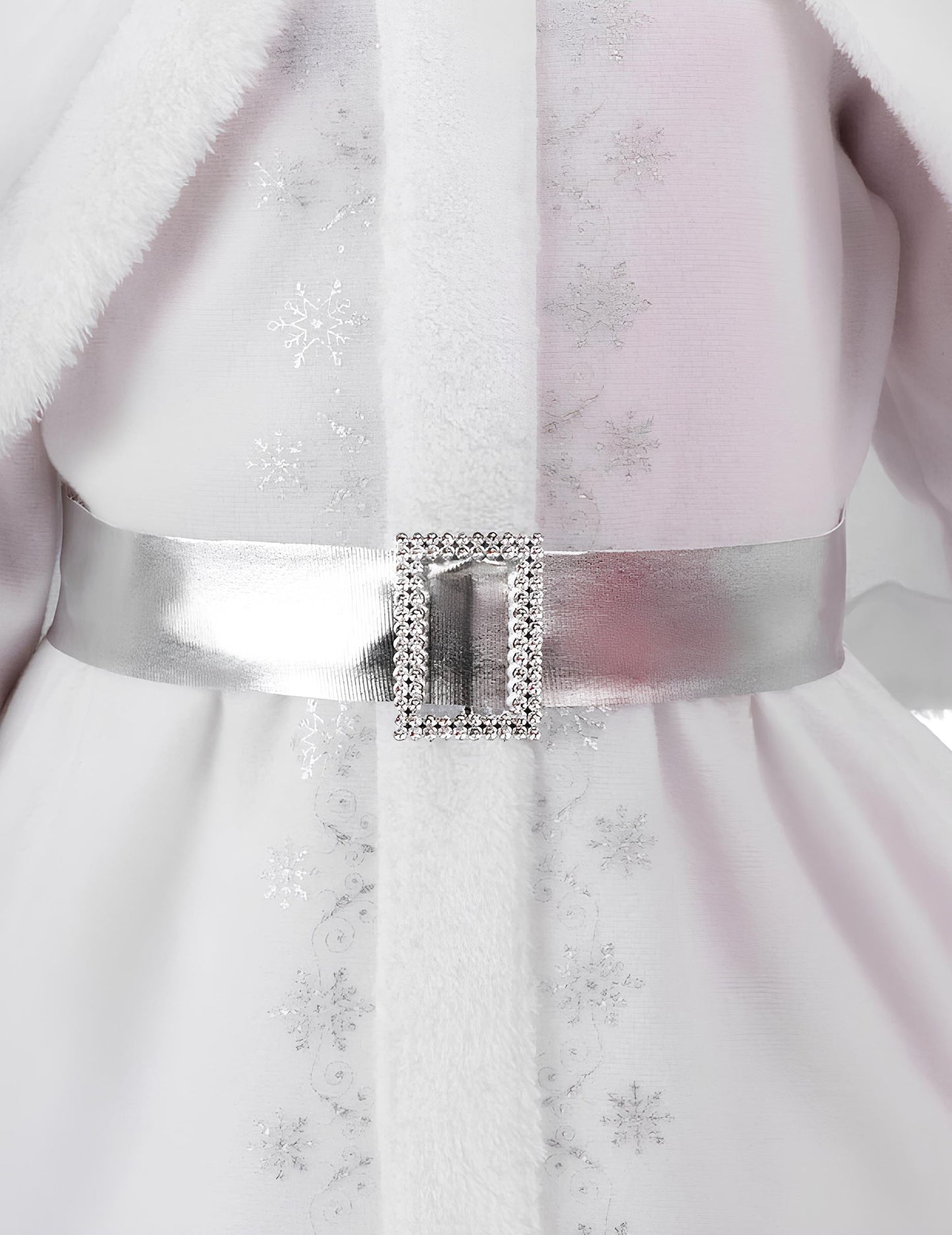 Costum de Moș Crăciun alb pentru fete