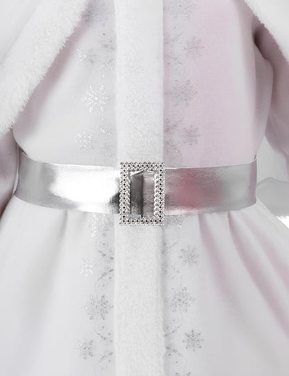 Costum de Moș Crăciun alb pentru fete