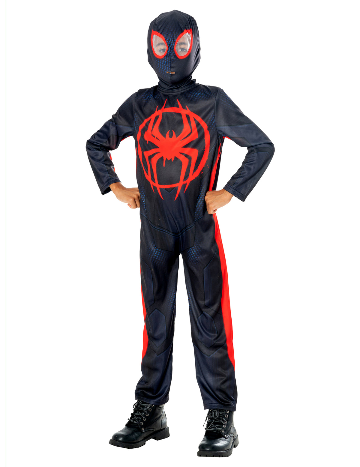 Vue de face du déguisement Miles Morales Spiderman across the Spiderverse