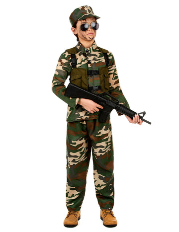 Costum militar pentru băiat verde