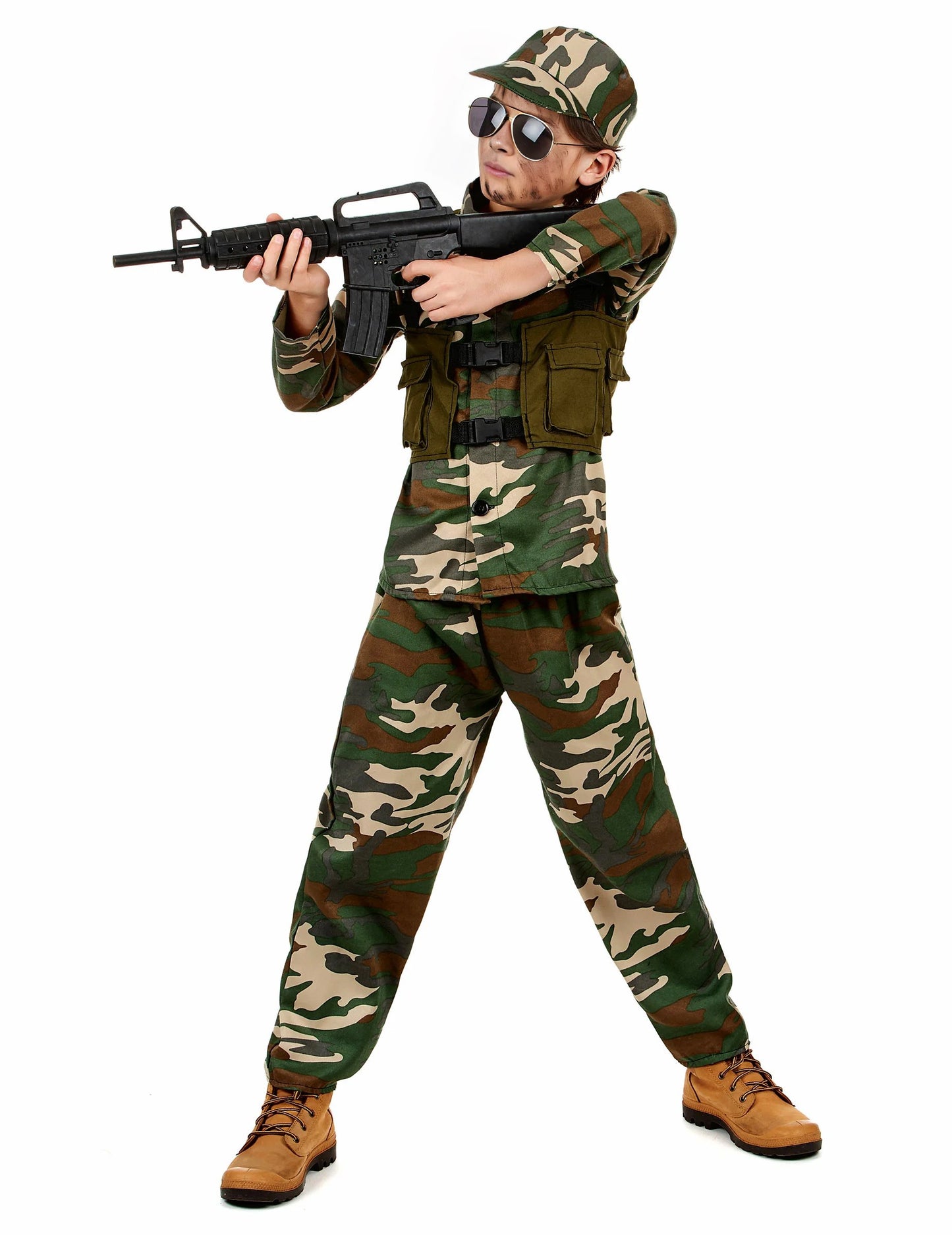 Costum militar pentru băiat verde