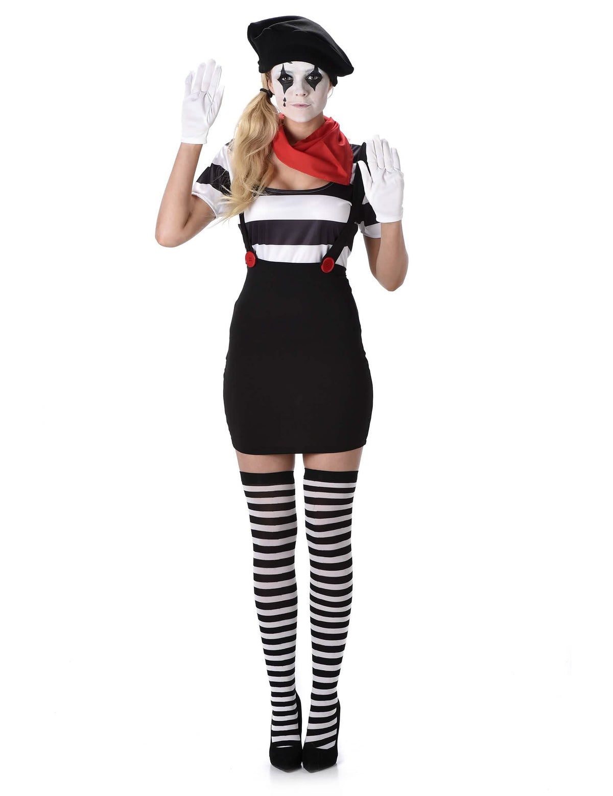 Costum de mim alb-negru pentru femei 