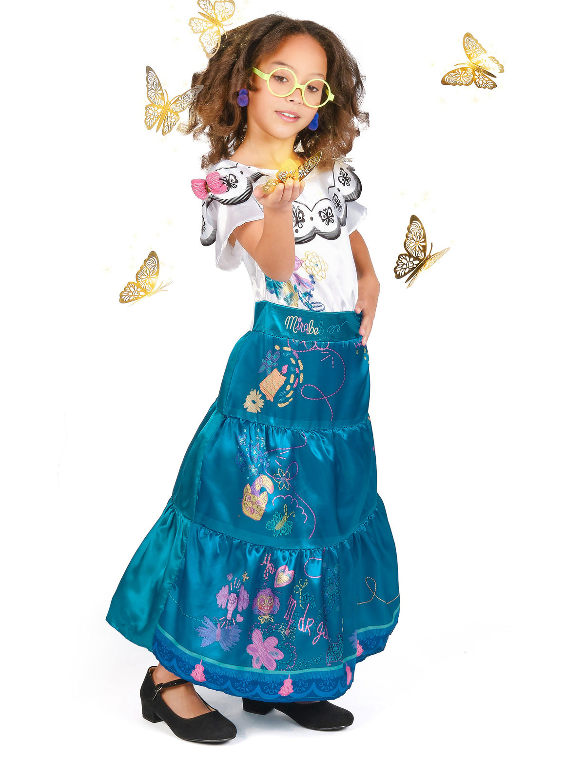 Mise en scène avec papillons du déguisement Mirabel deluxe Encanto™