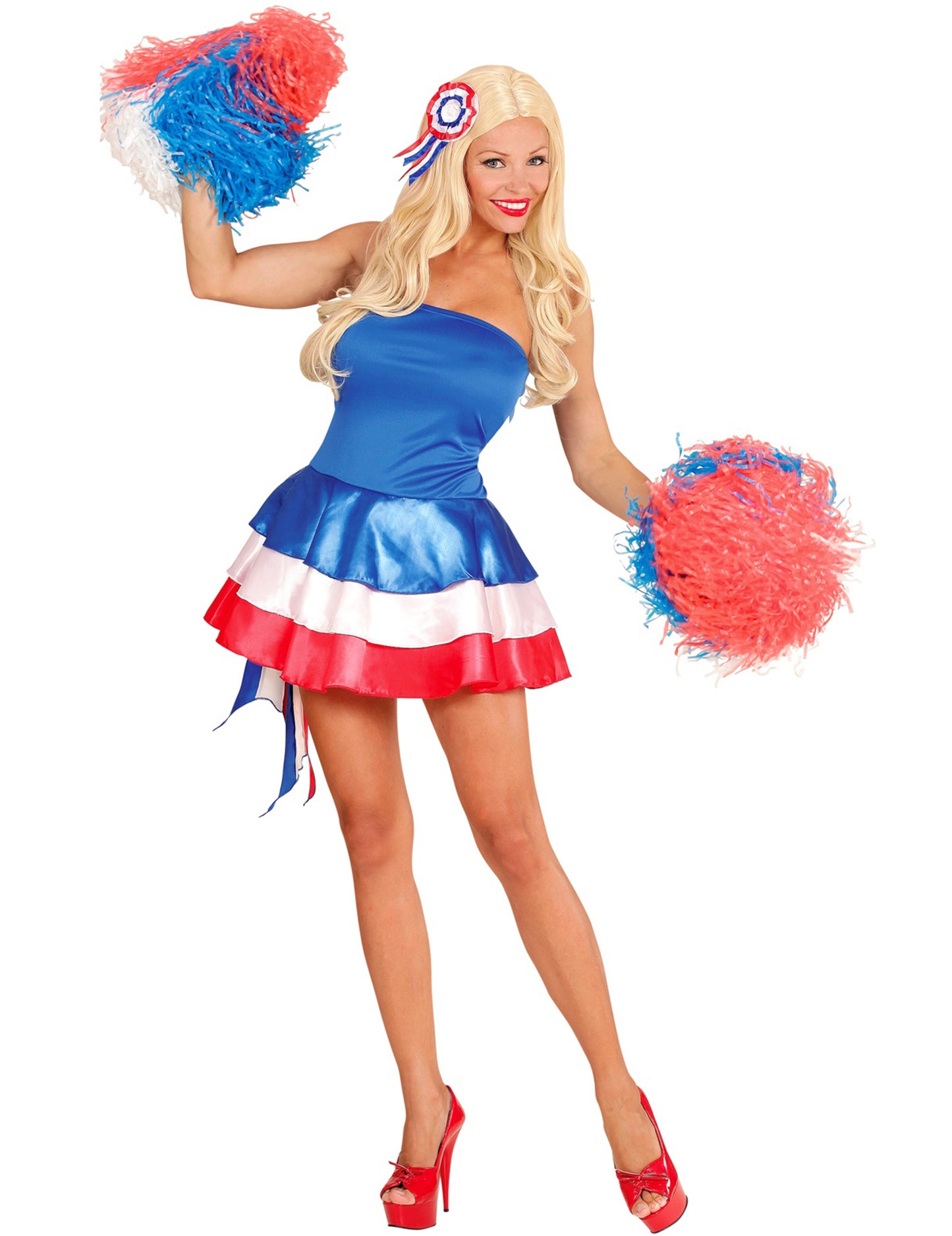 Costum de susținător al Franței tricolor pentru femei 