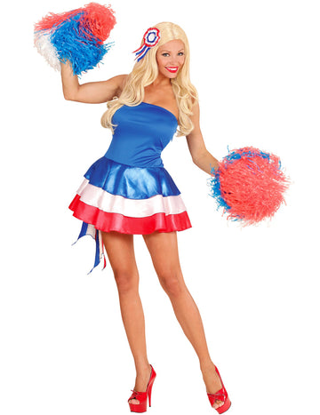 Costum de susținător al Franței tricolor pentru femei 