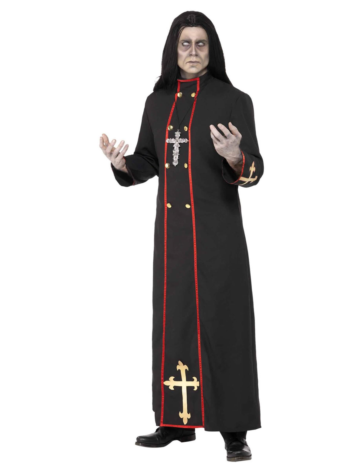 Vedere din față a costumului de călugăr demonic pentru bărbat