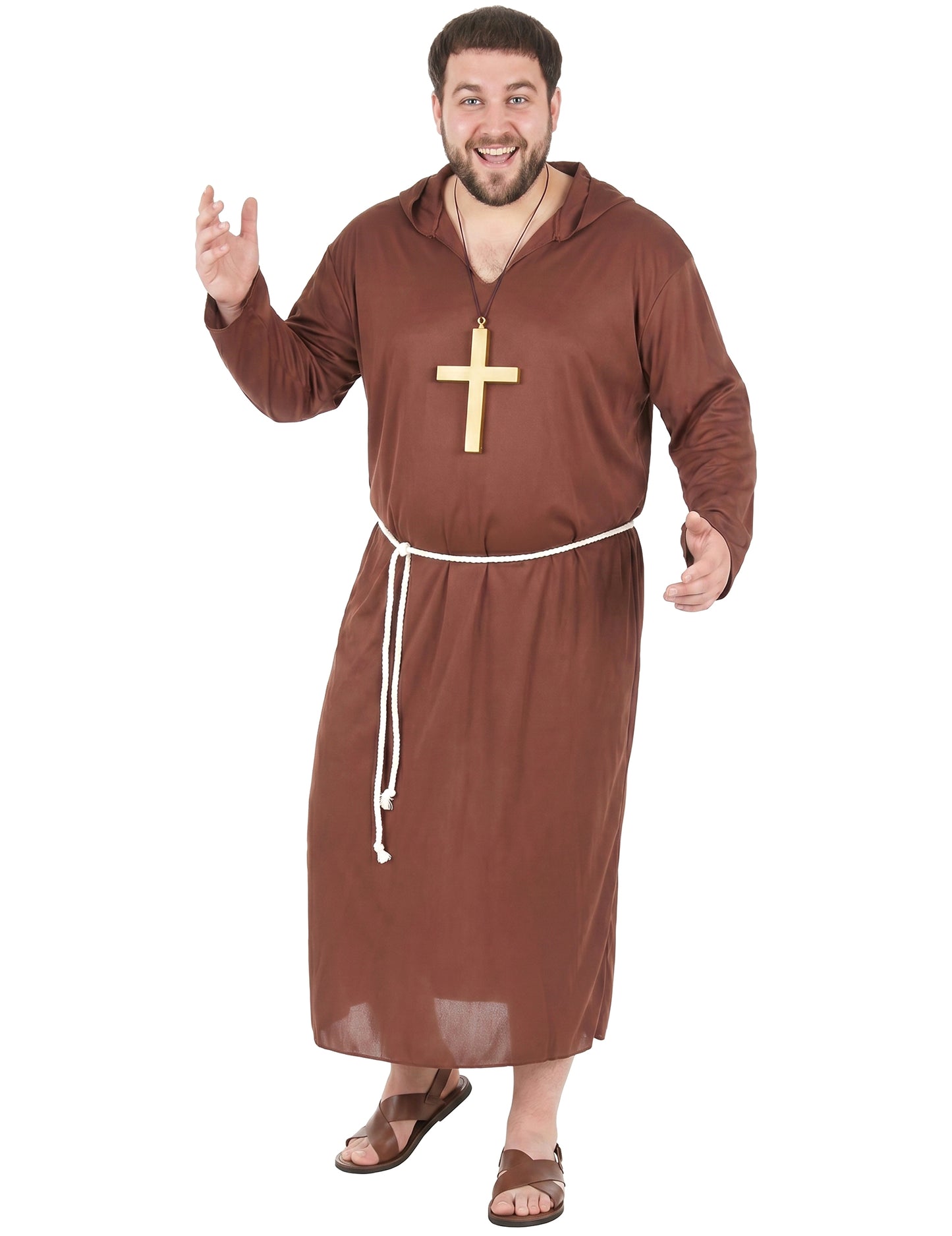 Costum de călugăr maro clar om de dimensiuni mari