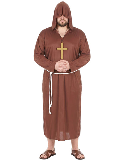 Costum de călugăr maro clar om de dimensiuni mari