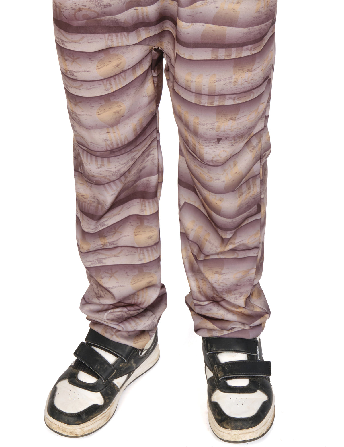 Détail du bas du pantalon du déguisement de momie Egyptienne