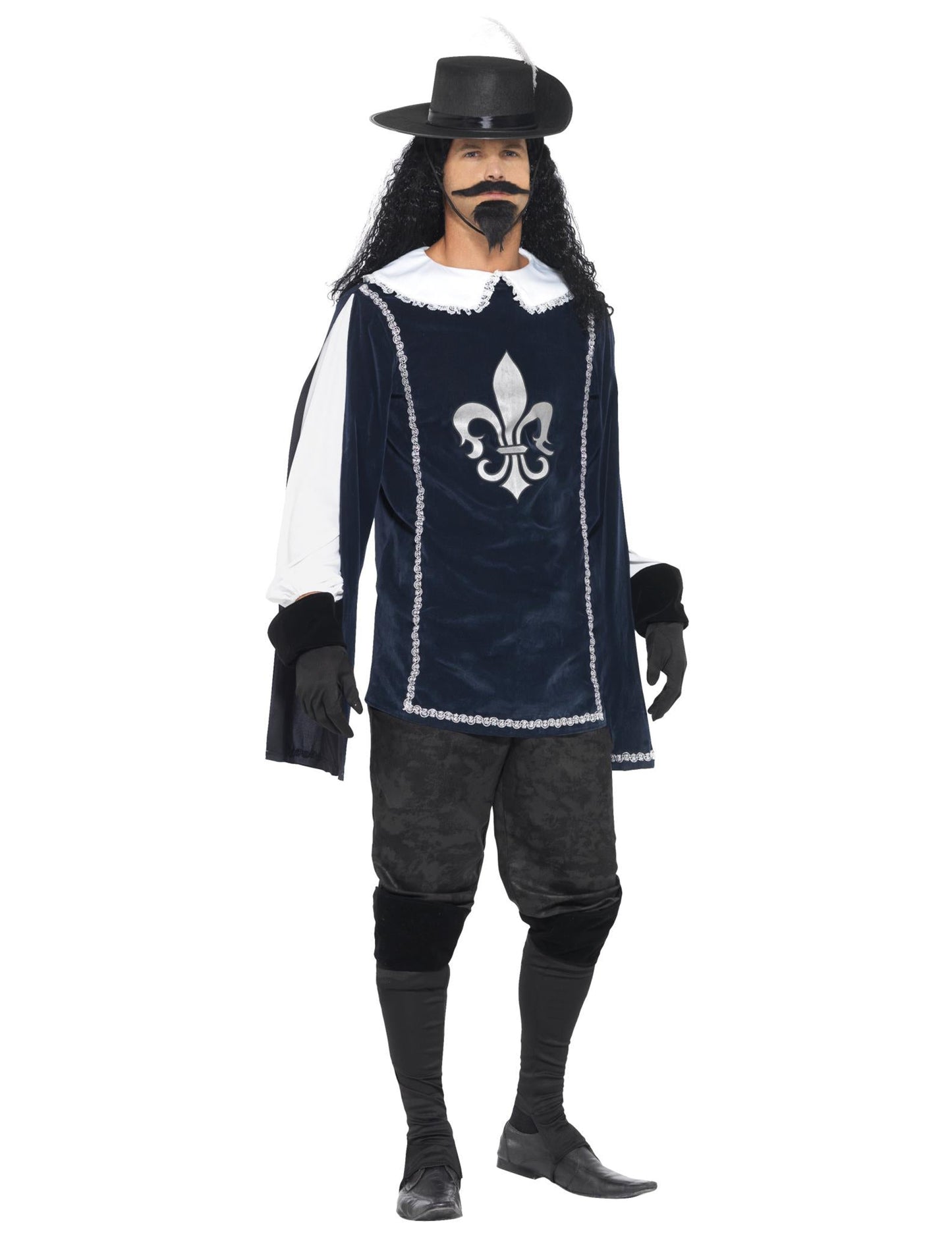 Vedere frontală a costumului de muschetar pentru bărbați