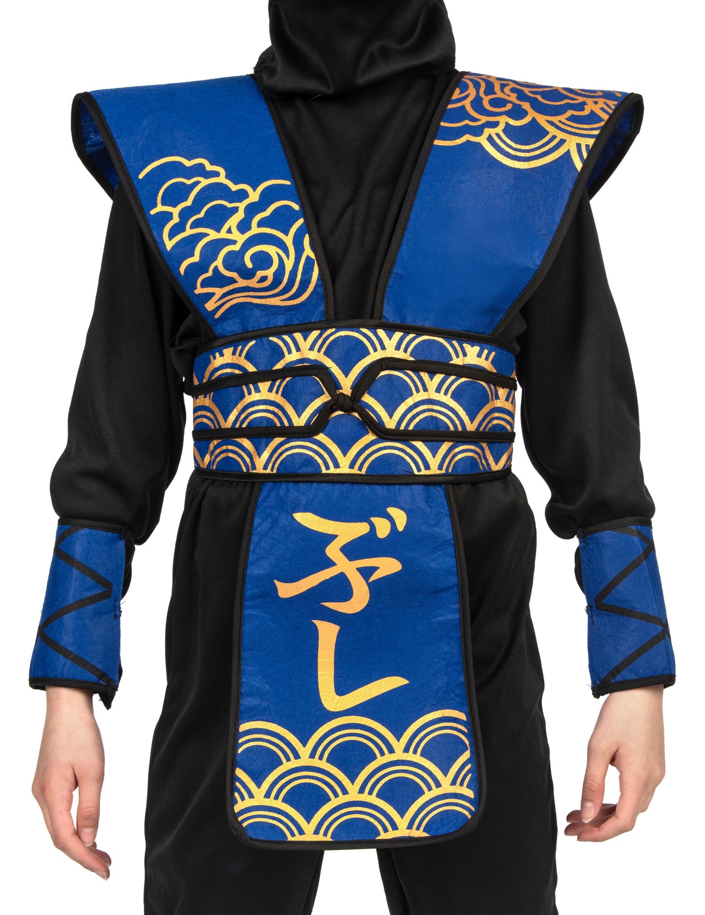 Costum ninja albastru și auriu