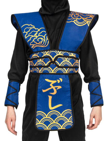 Costum ninja albastru și auriu