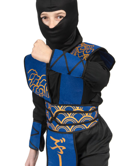Costum ninja albastru și auriu