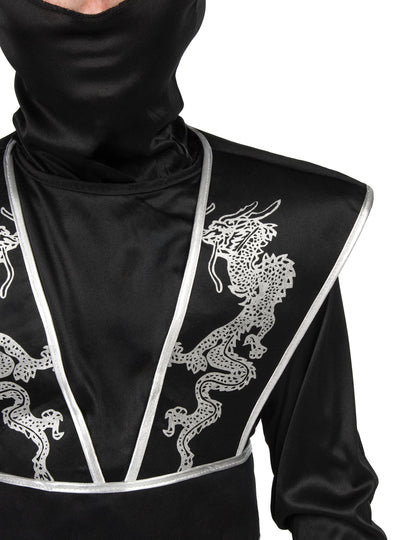 Costum ninja de băieți negri și argintii