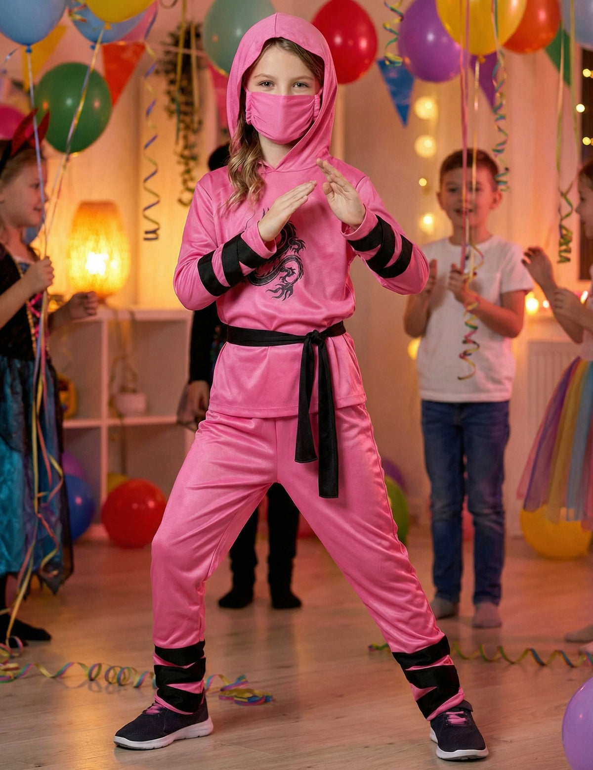 Mise en situation festive du déguisement de ninja pour enfant
