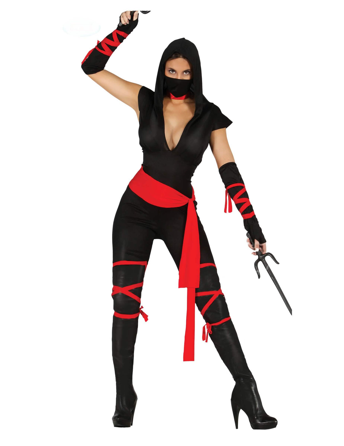 Vedere din spate a costumului sexy ninja pentru femeie