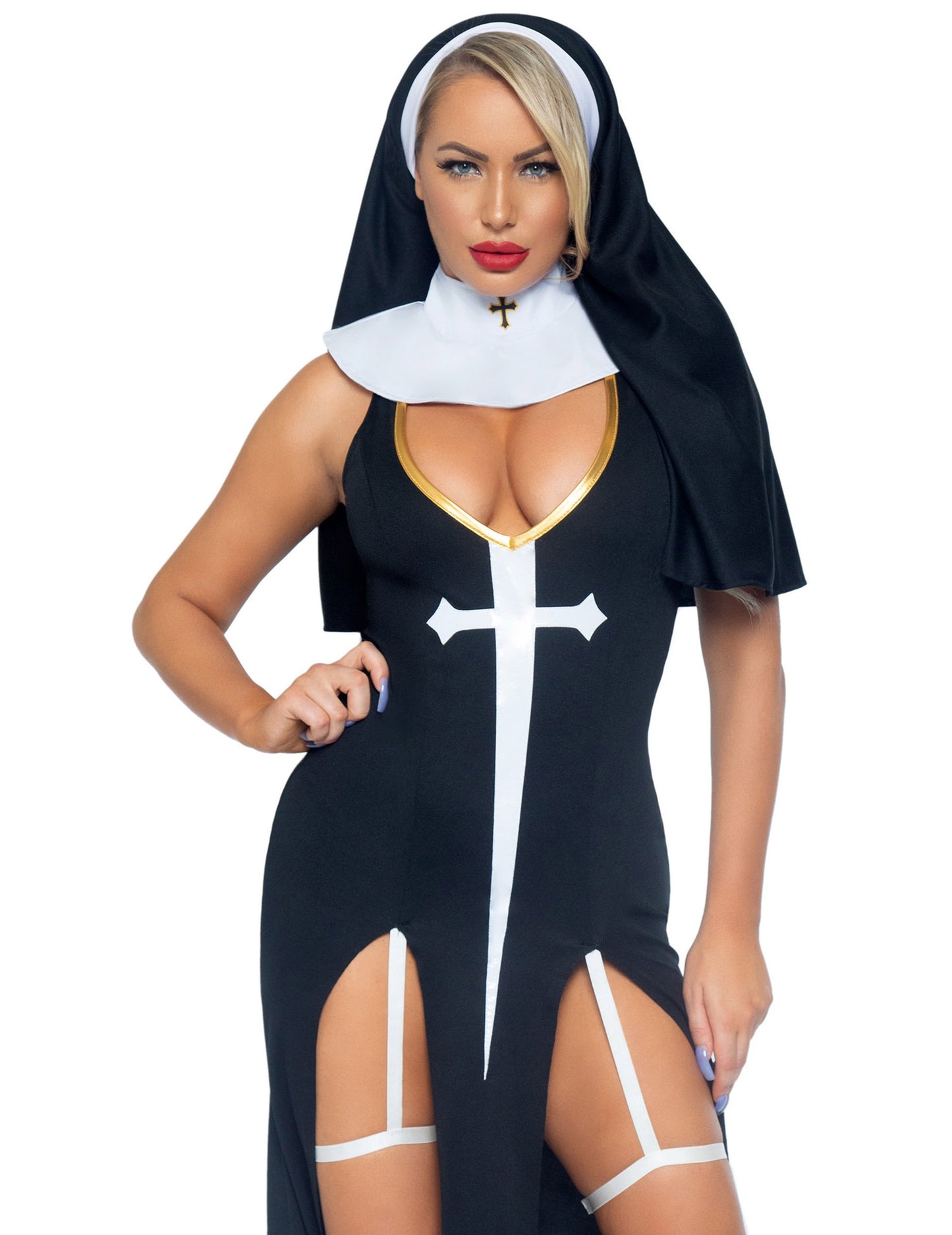 Deghizare a călugăririi sexy alb -negru