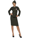 Déguisement d'officier militaire pour femme vert kaki avec jupe et calot